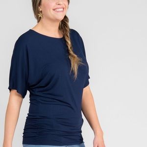 Agnes and Dora Dolman Tunic Short Sleeve Navy